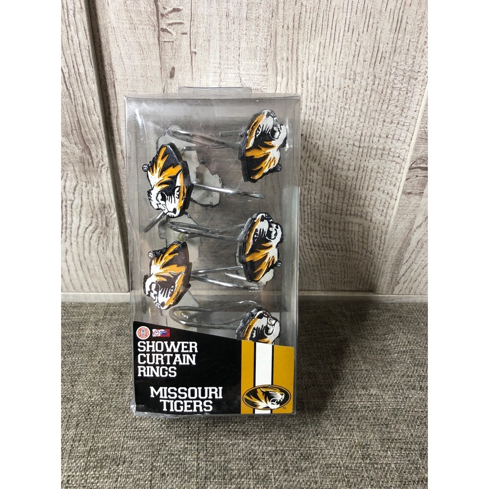 Northwest College Missouri Tigers Shower Curtain Hooks Rings 12 pc Dorm Sports